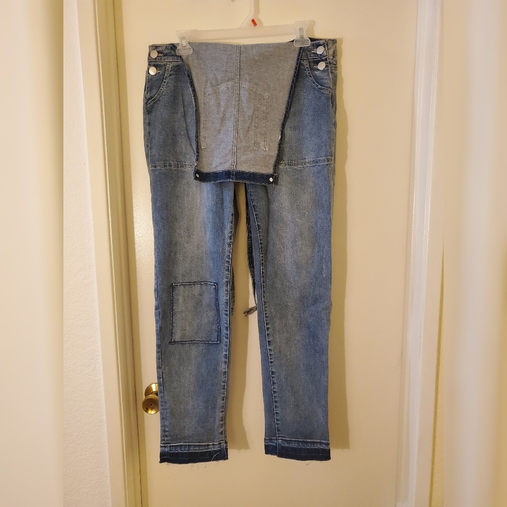 Ladies Blue Denim Farmer Overalls Size 14 Long